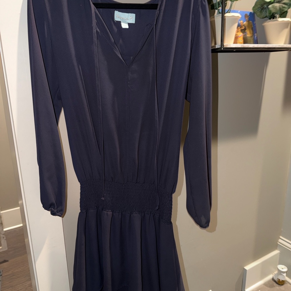 Veronica M Navy Long-Sleeve Mini Dress